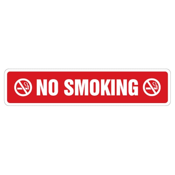 Amistad 1.5 x 7 in. No Smoking Street Decal - Smoking Decal Red Symbol AM3937468 - main